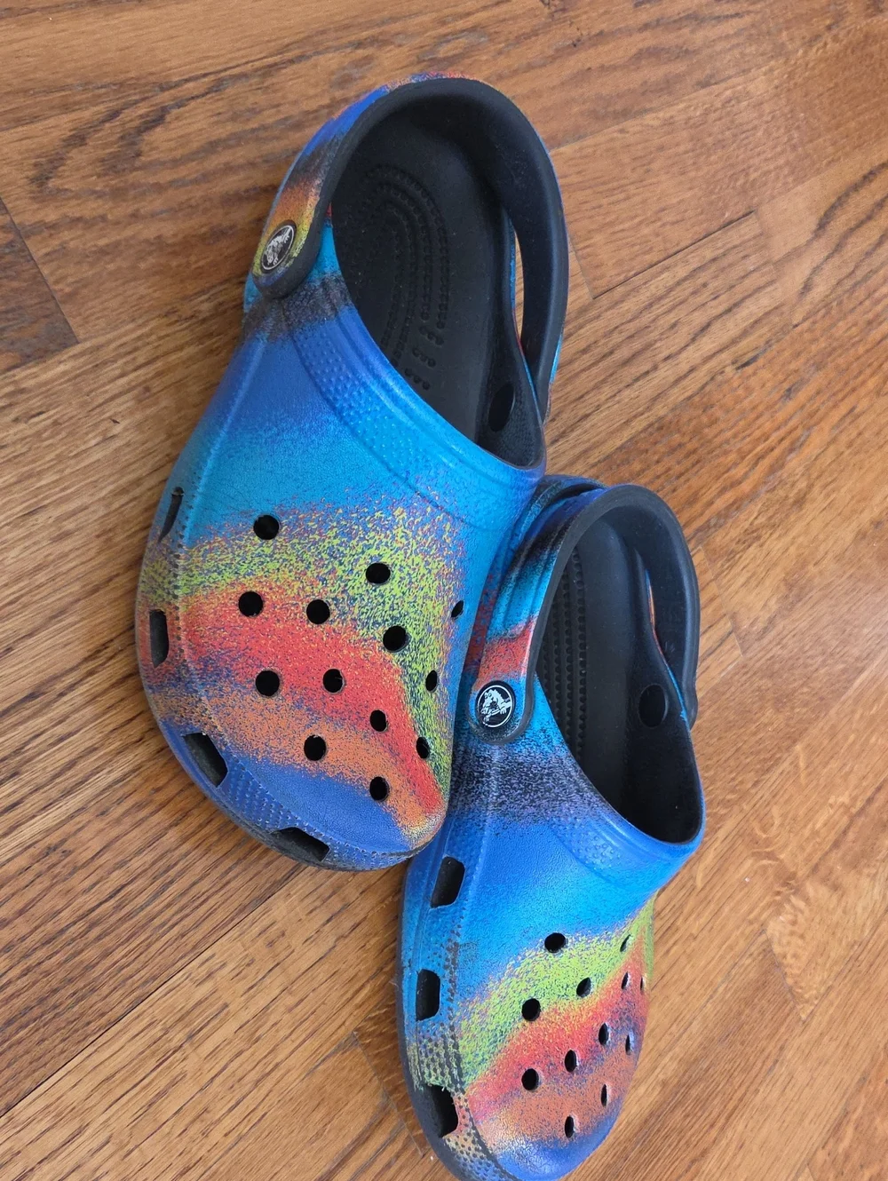 CROCS Kids Blue with Multi Cokor Splash Slip-On Clogs